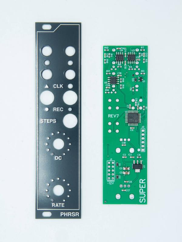 PHRSR Eurorack module — front panel and PCB