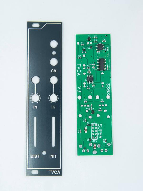 TVCA Eurorack module — front panel and PCB